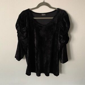 NWOT Spin USA Black Velvet Blouse | Size 1XL
